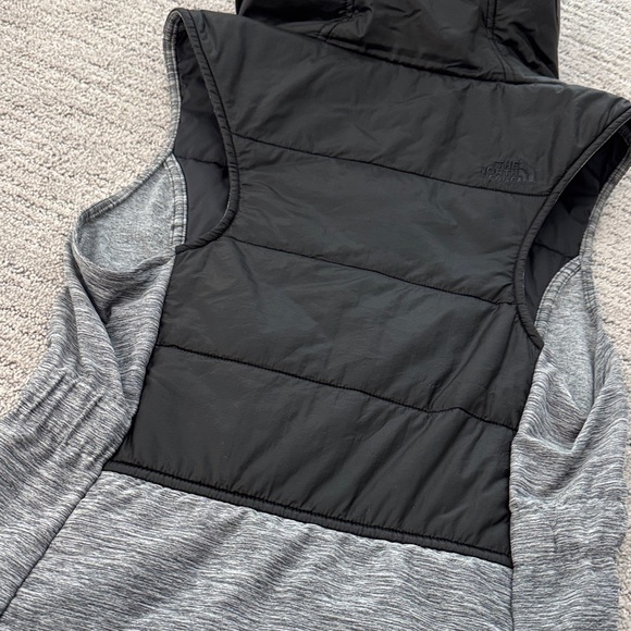 The North Face Sleeveless Hooded Puffer Vest in Black and Heather Gray - Picture 5 of 7